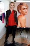 Cara Delevingne. Cara Delevingne & Rita Ora. I WILL NOT BE DELETED (looks: red blouse, black trousers, black leather biker jacket)