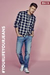 BIG STAR SS18 lookbook (looks: checkered shirt, grey t-shirt, blue jeans)