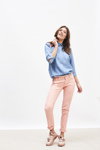 Brantano SS18 lookbook (looks: sky blue blouse, pink trousers)