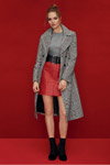 Lookbook de Dorothy Perkins AW17 (looks: top gris, cinturón negro, falda roja corta, abrigo de cuadros gris)