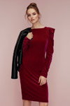 Лукбук Dorothy Perkins AW17 (наряды и образы: бордовое платье, чёрная кожаная косуха)