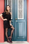 Gatta SS18 tights campaign (looks: black dress, black polka dot tights)