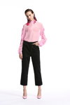 Miss Sixty SS18 lookbook (looks: pink blouse, black trousers, pink pumps)