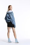 Лукбук Miss Sixty SS18 (наряды и образы: голубая джинсовая куртка, чёрная юбка мини)