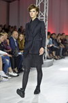 Claudius Scissor. Cracow Fashion Square 2019 show. Part 2 (looks: black striped blazer, black skirt, black tights, black pumps)