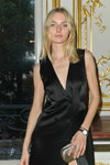 Eva Staudinger. Kaviar Gauche show — Paris Fashion Week (Women) ss20 (looks: blackevening dress, blond hair)