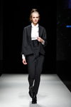 Natālija Jansone show — Riga Fashion Week AW19/20 (looks: black pantsuit, white blouse)