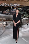 Adriana Lima. SIHH 2019 guests (looks: blackevening dress with slit, black clutch)