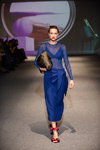LAKE studio show — Ukrainian Fashion Week FW19/20 (looks: blue skirt, blue transparent jumper, blue bra, red sandals)