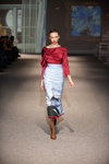 LAKE studio show — Ukrainian Fashion Week FW19/20 (looks: burgundy blouse, sky blue midi skirt)