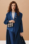 Hobbs FW 19/20 lookbook (looks: blue coat, blue pantsuit, grey top)