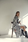 IF SS 2019 campaign (looks: checkered black and white coat, black boots)