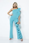 Marciano Los Angeles SS 2019 lookbook (looks: turquoise jumpsuit with flounce)