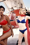 Marlies Dekkers SS 2020 lingerie campaign (looks: red bra, red briefs, blue bra, blue briefs, blond hair)