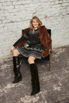 Orsay FW 19/20 campaign (looks: black boots, black dress, brown fur coat)