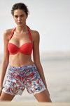 Pain de Sucre SS 2019 swimwear campaign (looks: red swimsuit, white transparent shorts)