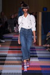 MUNTHE show — Copenhagen Fashion Week AW 20/21 (looks: white blouse, blue jeans, multicolored lowboots)