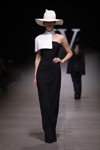 IVETA VECMANE show — Riga Fashion Week SS2021 (looks: white hat, blackevening dress)