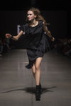 NÓLÓ show — Riga Fashion Week SS2021 (looks: black dress, black socks)