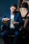 Lingerie & hosiery stylish photoshoot. Sex & Whiskey & Rock'n'Roll