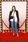 Paola Nata. Sensorama. Roger Vivier presentation — Paris Fashion Week (Women) FW20/21 (looks: black coat, white blazer, blue jeans)