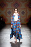 BENDUS show — Ukrainian Fashion Week FW20/21 (looks: white blouse, checkered multicolored trousers, checkered multicolored coat)