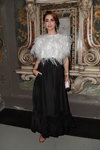 Miriam Leone. Vogue YOOX Challenge guests (looks: black and whiteevening dress)