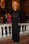 Stella Jean. Vogue YOOX Challenge guests (looks: blackevening dress)