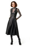 Лукбук Caroline Biss FW 20/21 (наряды и образы: чёрное кожаное платье с декольте)