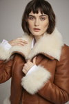 Celtic & Co AW 20/21 lookbook (looks: brown sheepskin coat, white blouse)