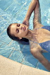Ermanno Scervino SS 2020 swimwear campaign (looks: sky blue closed swimsuit)