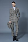 Ermanno Scervino Pre fall 20/21 lookbook (looks: grey checkered pantsuit, black ankle boots, grey checkered bag)