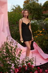 Hana Jirickova. For Love & Lemons for Victoria’s Secret – Holiday 2020 lingerie campaign (looks: black mini dress)