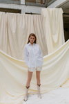 LeGer by Lena Gercke x ABOUT YOU SS 2020 campaign (looks: white boots, white blouse, white shorts)