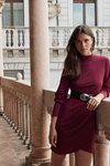 MOHITO FW 19/20 campaign (looks: burgundycocktail dress, black belt)