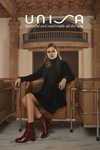 Unisa FW 20/21 campaign (looks: red lowboots, black skirt suit)