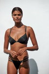 Daniela Braga. LOVE by Victoria. Victoria's Secret lingerie lookbook (looks: black bra, black briefs)