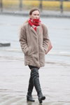 Minsk street fashion. 02/2020 (looks: black knee high boots, red scarf, )