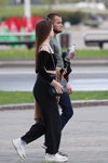 Minsk street fashion. 05/2020. Part 2 (looks: black top, black trousers, white sneakers, black bag)