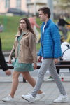 Minsk street fashion. 05/2020. Part 2 (looks: , green dress, white sneakers, sky blue quilted jacket)