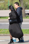 Minsk street fashion. 05/2020. Part 2 (looks: black tights, black trench coat, black ankle boots)
