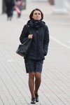 Minsk street fashion. 05/2020. Part 5 (looks: blue jacket, black bag, nude tights, black pumps)