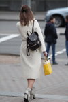 Minsk street fashion. 05/2020. Part 5 (looks: white coat, black backpack, grey lowboots)