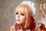 Fate/Extra. Cosplay-Strumpfwaren-Fotoshooting