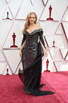 Marlee Matlin. Ceremonia otwarcia — Oscar 2021 (ubrania i obraz: suknia wieczorowa czarna, blond (kolor włosów))