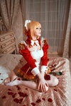 Fate/Extra. Cosplay hosiery photoshoot (looks: white stockings with lace top)