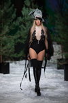 Amoralle lingerie show — Riga Fashion Week SS2022 (looks: black overknees, black boots, black bodysuit)