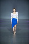 Darja Donezz show — Ukrainian Fashion Week noseason sept 2021 (looks: blue skirt, white sandals)