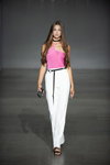 Elena Burenina show — Ukrainian Fashion Week noseason sept 2021 (looks: fuchsia top, white skirt, black sandals)