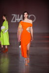ZHARKO show — Ukrainian Fashion Week noseason sept 2021 (looks: coralcocktail dress, coral sandals)